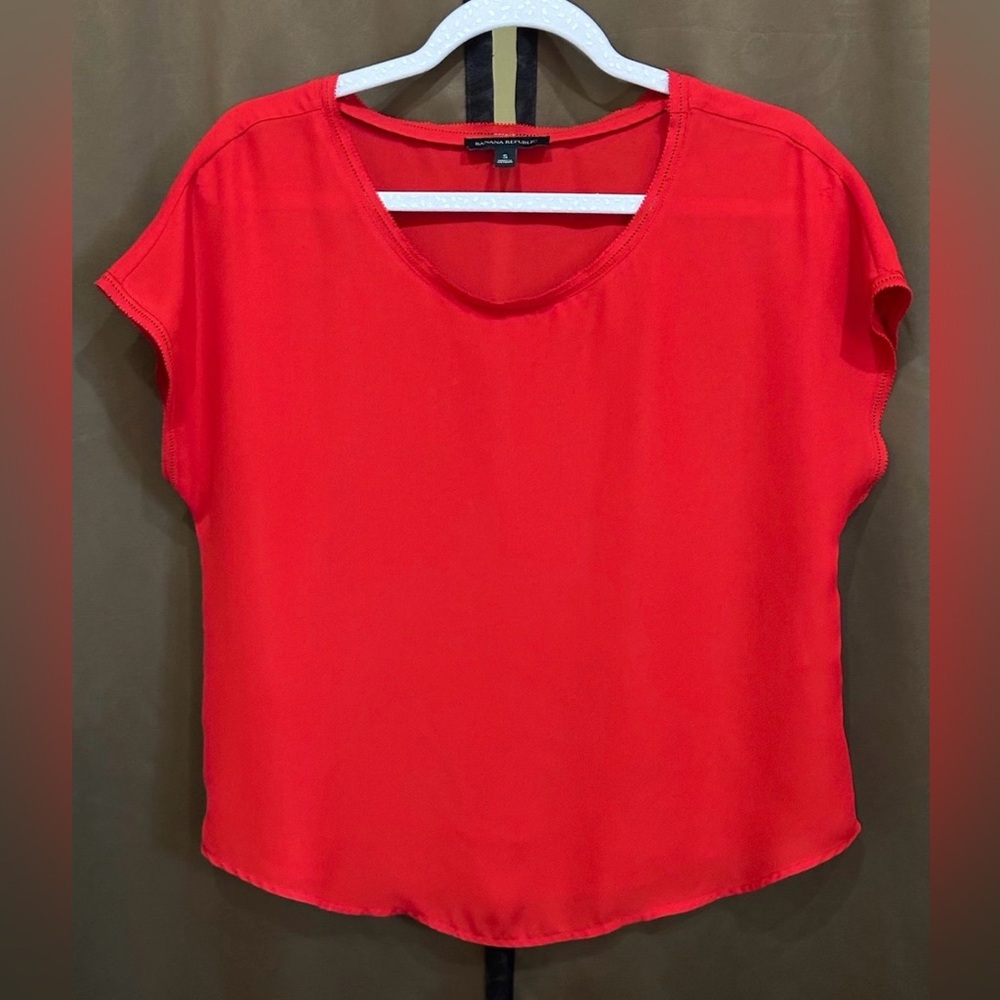 Banana Republic Sheer Red Blouse SM